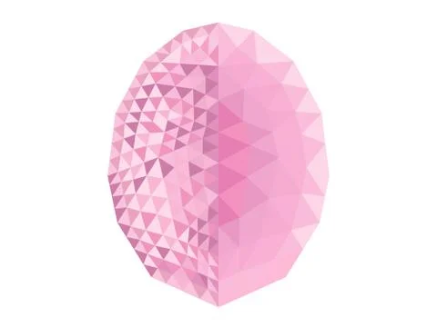 Faceted gem on white background, triangulation Stock Illustration