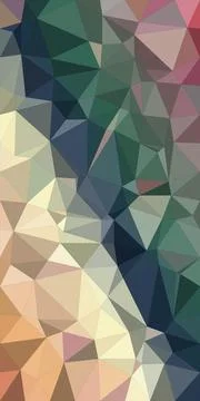A faceted geometric polygon pattern in teal, blue, pink, and beige creates .. Stock Illustration