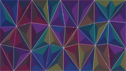 A faceted polygonal composition combines deep jewel tones with luminous ang.. Stock Illustration