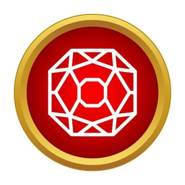 Faceted ruby icon symbolizing valuable jewelry Stock Illustration