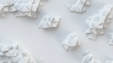 Faceted surface of white triangles 3D render seamless loop animation Stock Footage 322102678