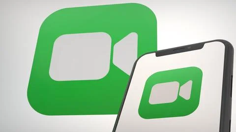 Facetime app logo in mobile display screen and background editorial Stock-Fotos