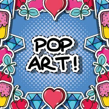 Fachion pop art patch background design Stock Illustration