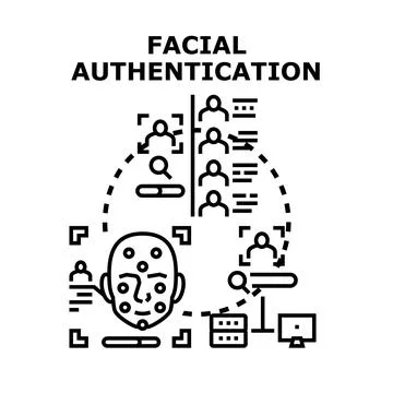Facial authentication concept using biometric identification scanning Stock Illustration