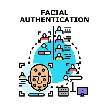 Facial authentication concept using biometric identification scanning Stock Illustration