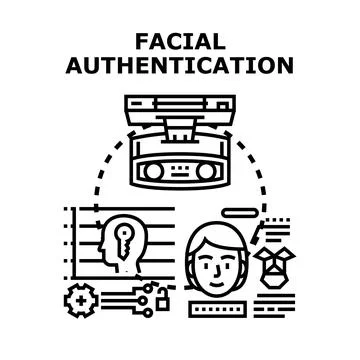 Facial authentication security concept recognizing human identity Stock Illustration