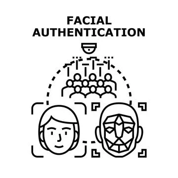 Facial authentication system recognizing multiple user identities Illustrazione stock
