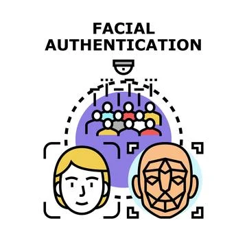 Facial authentication system recognizing multiple user identities Stock Illustration