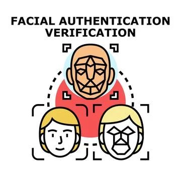Facial authentication verification process using biometric technology Stock Illustration
