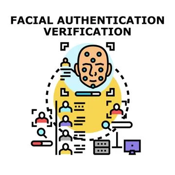 Facial authentication verification system analyzing personal identity Stock Illustration