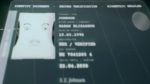 Facial biometrics verifying identity by comparing ID photo and live face Stock Footage 333834860