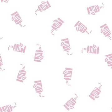 Facial cleansing milk glyph vector seamless pattern Stock Illustration