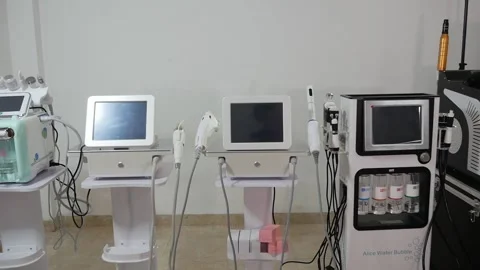 Facial clinic laser machine set Stock Footage 227556648