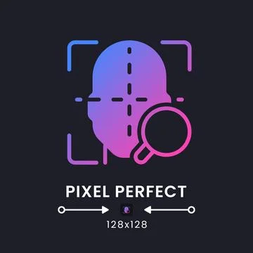 Facial coding purple solid gradient desktop icon on black Stock Illustration