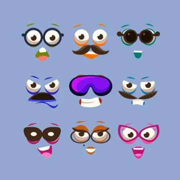 Facial Design Elements Collection Stock Illustration