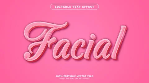 Facial editable text effect customizable cosmetic and makeup 3D font style Stockillustratie