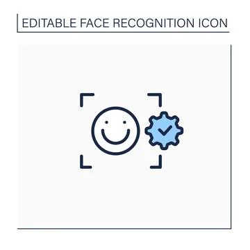 Facial emotion recognition line icon Stock Illustration