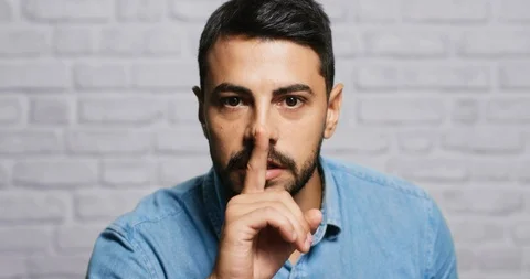 Facial Expressions Of Young Beard Man On Brick Wall Stock Footage 87570126