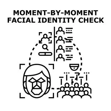 Facial identity check moment by moment processing people Stock Illustration