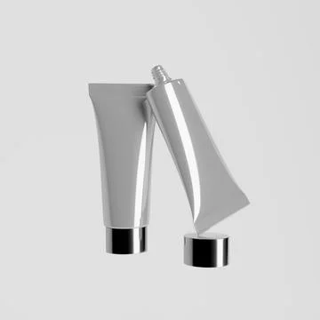 Facial lotion packaging mockup, oval shape aluminum squeeze tube packaging Stock Illustration