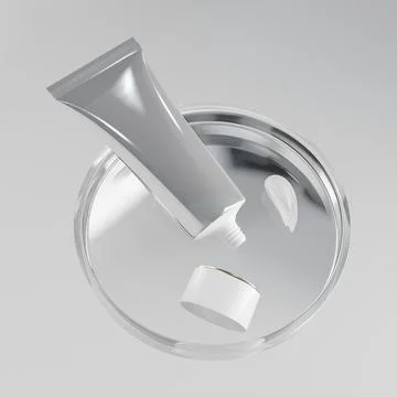 Facial lotion packaging mockup, oval shape aluminum squeeze tube packaging Stock Illustration