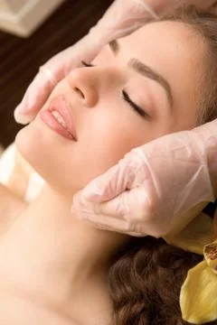 Facial lymphatic massage Stock Photos