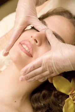 Facial lymphatic massage Stock Photos