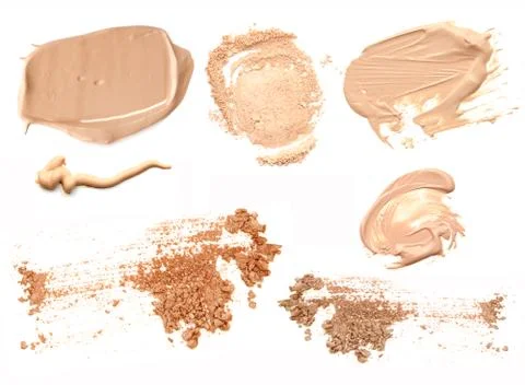 Facial make up powder set collection isolate on white. Stock Illustration