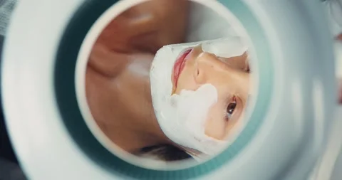 Facial Mask Application at Spa Under Magnifying Lamp 스톡 동영상 323338165