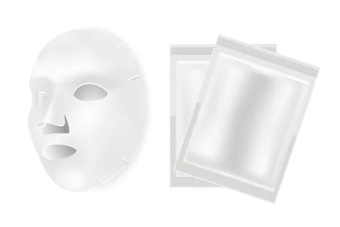 Facial mask sheet, vector beauty package mockup Stock Illustration