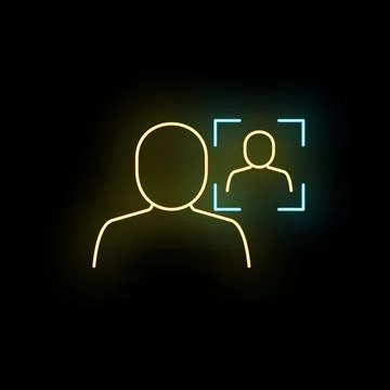 Facial recognition ai scanning glowing human profile 스톡 일러스트