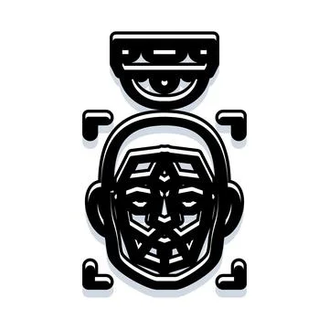 Facial recognition ai technology identifying person for surveillance Stock Illustration