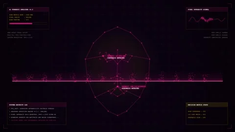 Facial Recognition and Biometric Data Concept, Digital Face Scan Interface 스톡 동영상 341919387