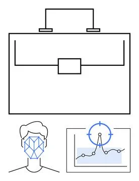 Facial Recognition and Data Analysis with Business Growth and Security Concep イラスト素材