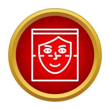 Facial recognition biometric scan technology icon Stock Illustration
