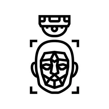 Facial recognition camera social robotics line icon vector illustration Stock Illustration