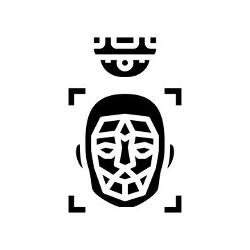 Facial recognition camera social robotics glyph icon vector illustration Stock Illustration