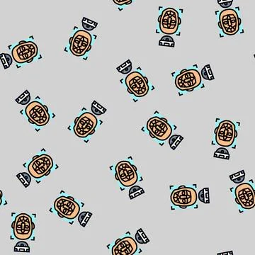 Facial recognition camera social robotics vector seamless pattern Stock Illustration