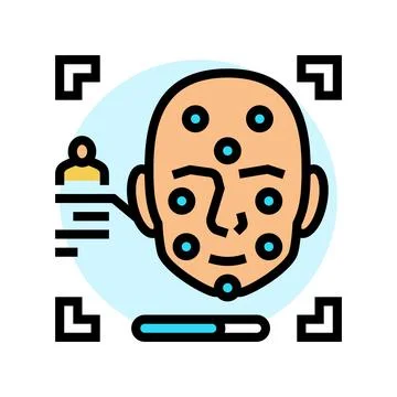 Facial recognition color icon vector illustration Illustrazione stock