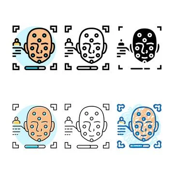 Facial recognition color variants icon vector Stock Illustration