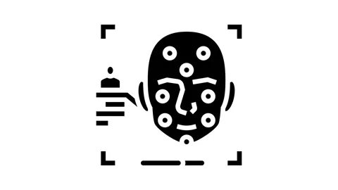 Facial recognition glyph icon animation Stock Footage 326147154