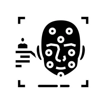 Facial recognition glyph icon vector illustration Illustrazione stock