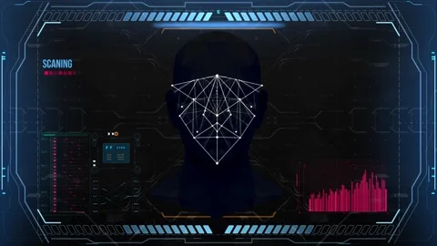 Facial Recognition HUD Interface Animation for AI Surveillance and Security Stock Footage 332967435