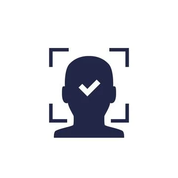 Facial recognition icon, biometric face scanning Stock Illustration