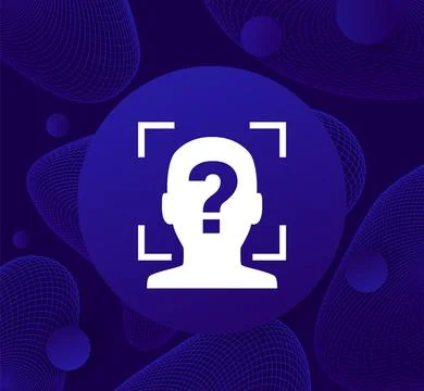 Facial recognition icon, biometric face scan, unknown user vector Stock Illustration