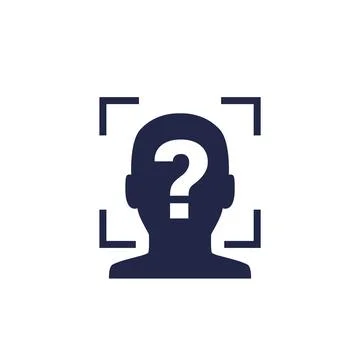 Facial recognition icon, biometric face scanning, unknown user Stock Illustration