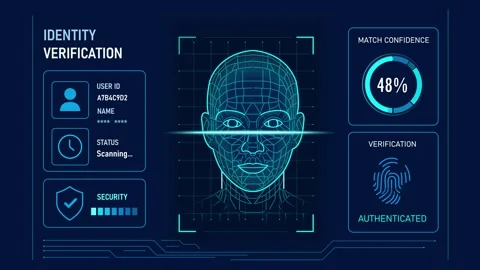 Facial Recognition Identity Verification Biometric Authentication Security Video stock 343700429