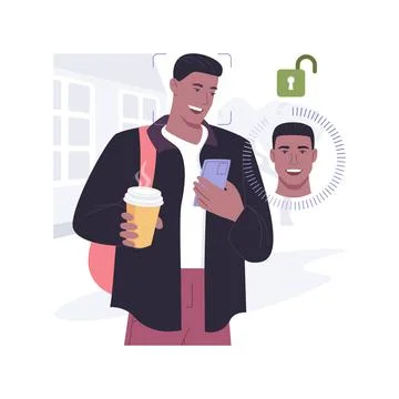 Facial recognition isolated cartoon vector illustrations. Stock Illustration
