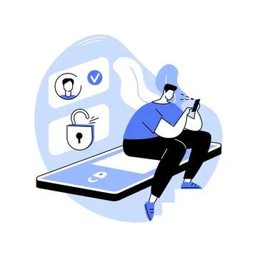 Facial recognition isolated cartoon vector illustrations. Stock Illustration
