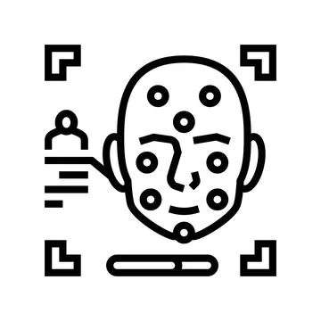 Facial recognition line icon vector illustration Illustrazione stock